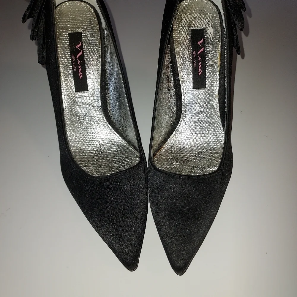 NINA New York Black Satin leather Stiletto heels